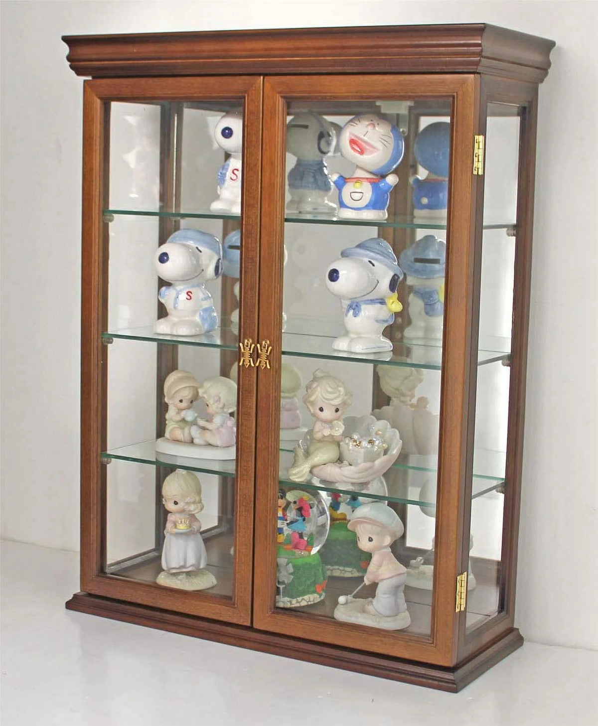 26" Walnut Solid Wood Wall Mount Curio Cabinet Q65976