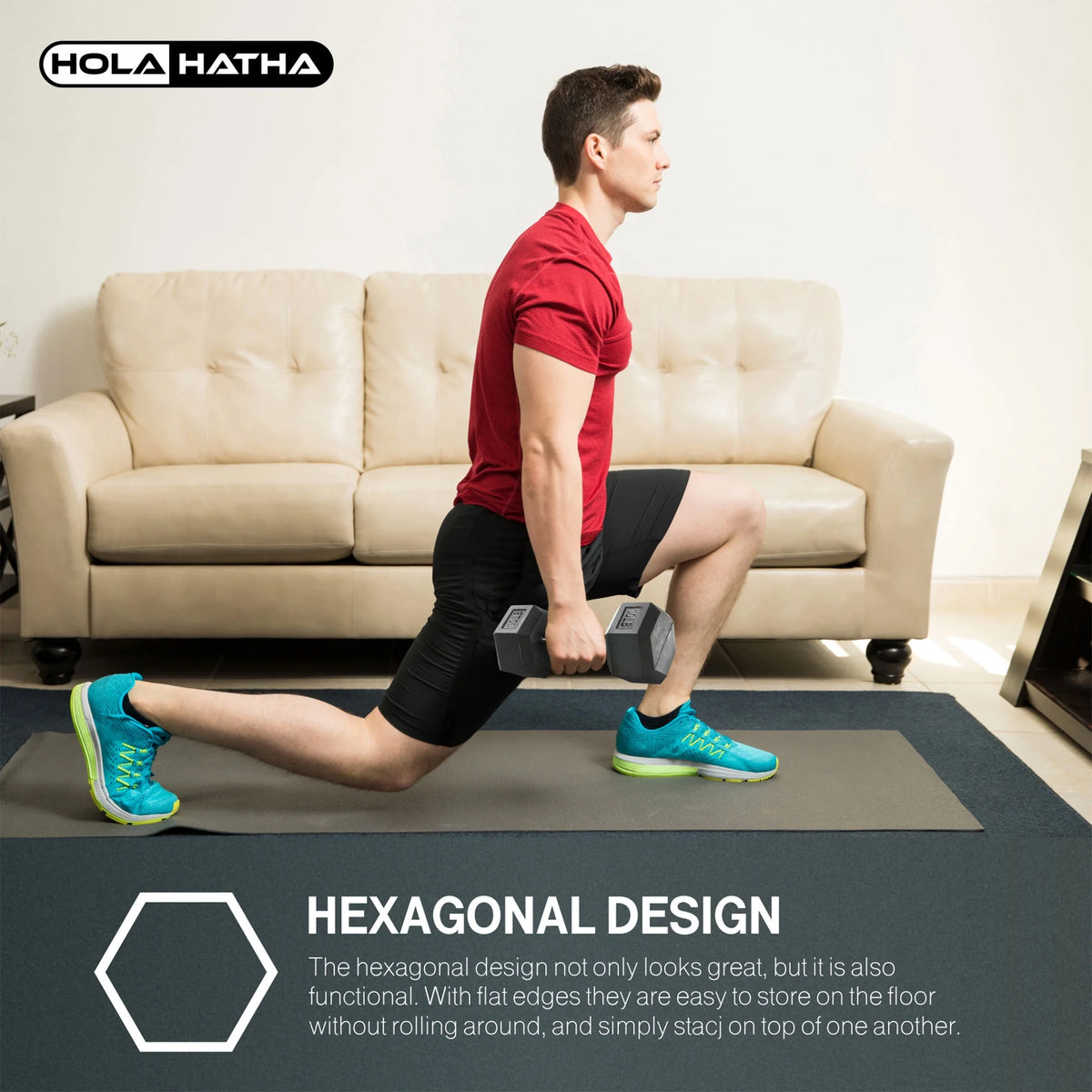 5, 8, 10, 12 and 15 Pound Hexagonal Dumbbell Weight Set with Rack D1906