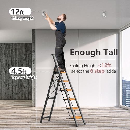 2 Step Ladder Portable Folding Step Stool with Anti-Slip Pedal, White, 300lbs I936