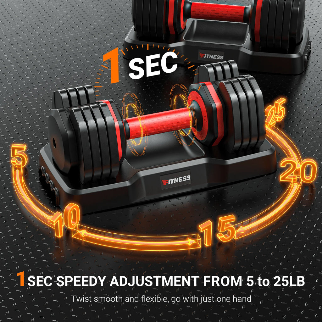 55lb 5 in 1 Adjustable Dumbbell Set with Rack N8541