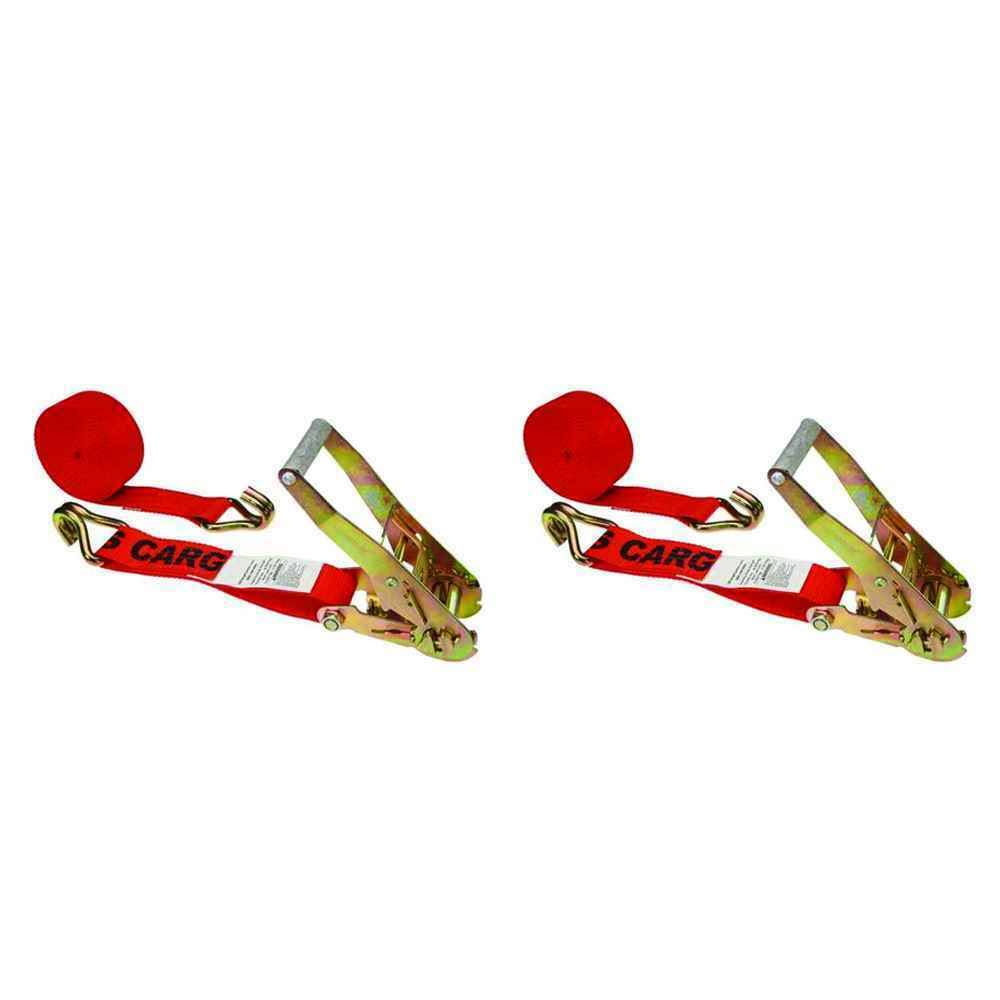 2x22 x 30& Red Ratchet Strap with Double J Hook - 2 Pack P144