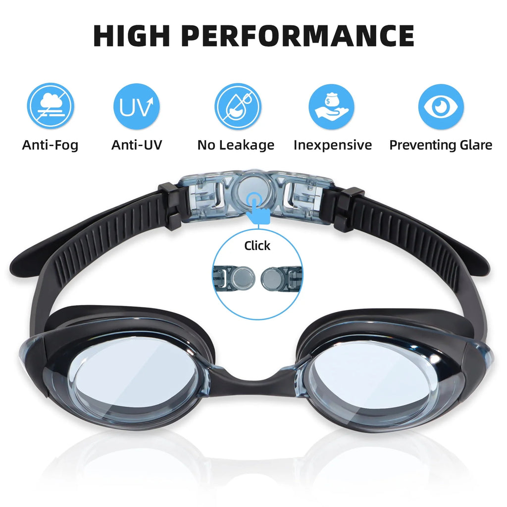 2pack Anti-Fog No Leak Swim Goggles with 3 Nose Pieces R982
