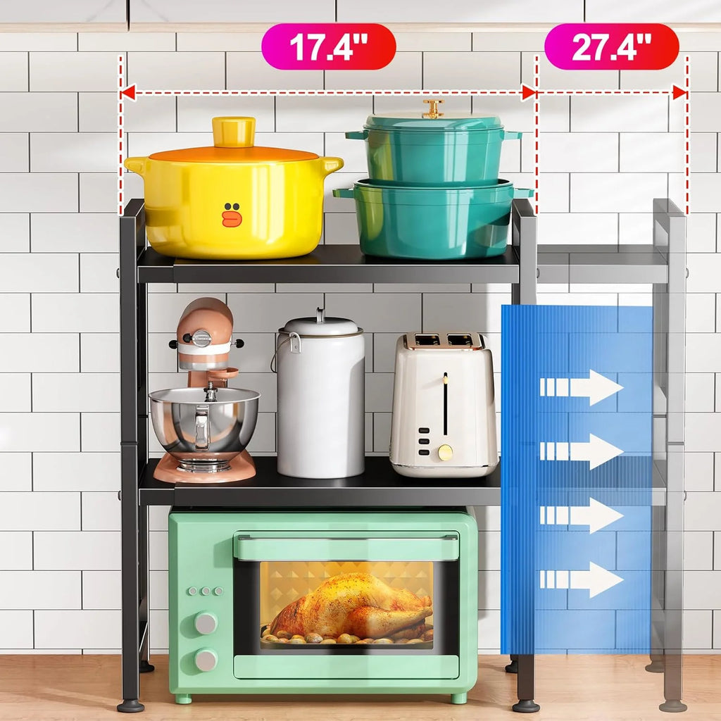 3-Tier Heavy Duty Microwave Stand with 9 Hooks and Cutting Boards V836