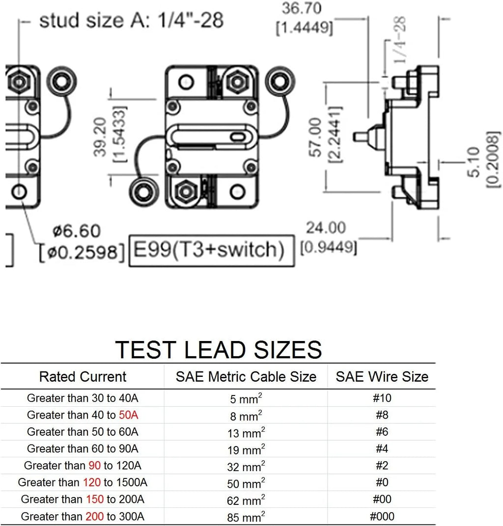 40 Amp Surface-Mount Circuit Breaker with Manual Reset Switch Button, 12V - 48V DC, Waterproof 40A N820