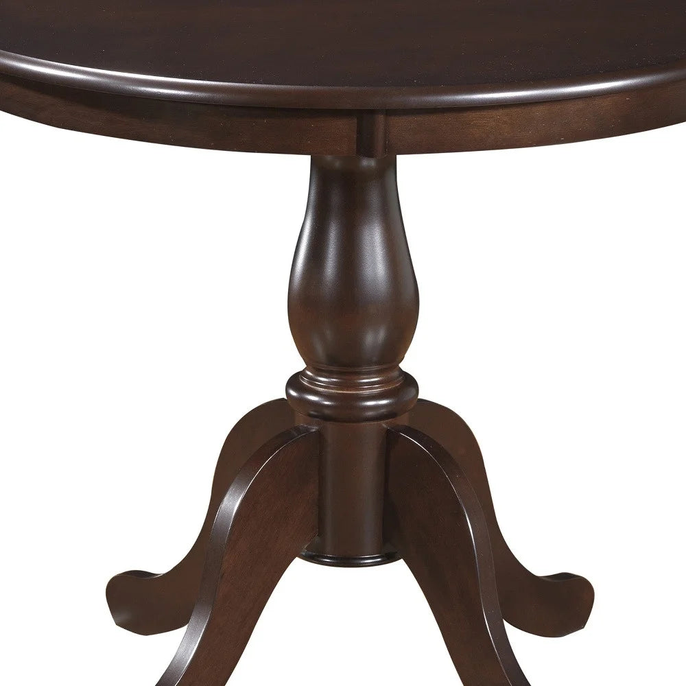 36" Espresso Brown Round Pedestal Wood Dining Table N719004