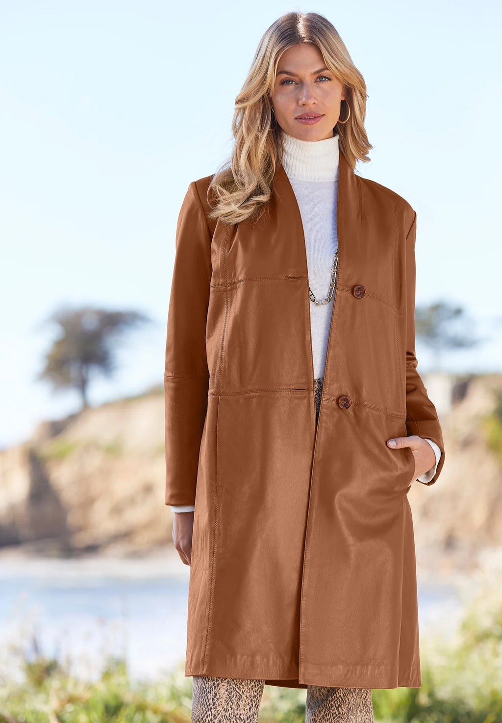 Leather Swing Coat Jacket L9520