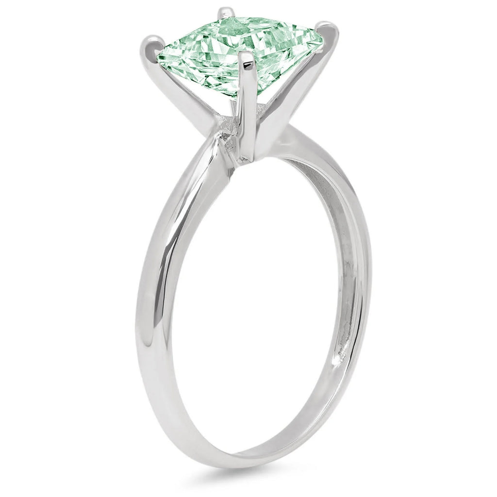 1.5ct Princess Cut Blue Moissanite 18k White Gold Ring Size 3.75 V506211