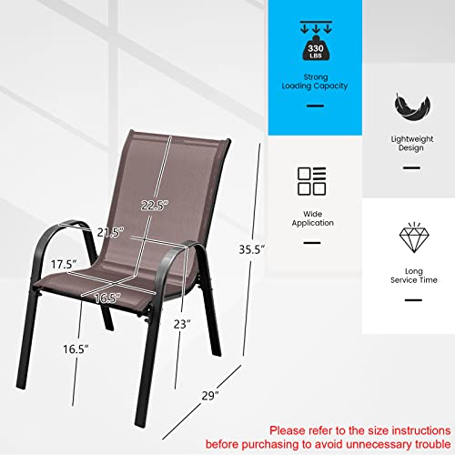 4 Pieces Stackable All Weather Patio Dining Chairs Set with Armrests J499
