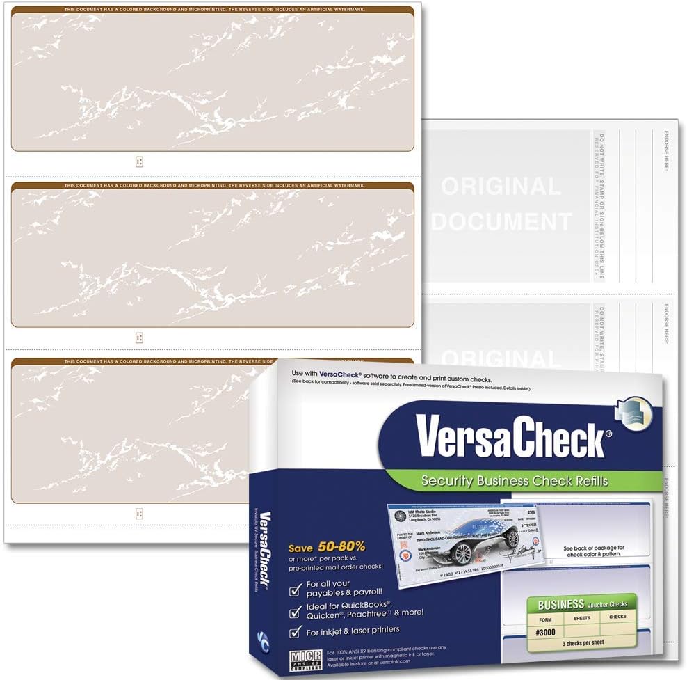 1500 Blank Business Checks Green Prestige 500 Sheets Form #3000 3 Per Sheet Pack of 2 O32585