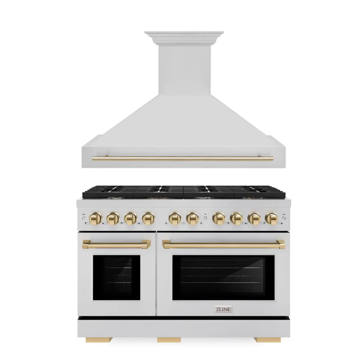 48 In. Gas Range and Range Hood in Stainless Steel with Gold Accents S913323