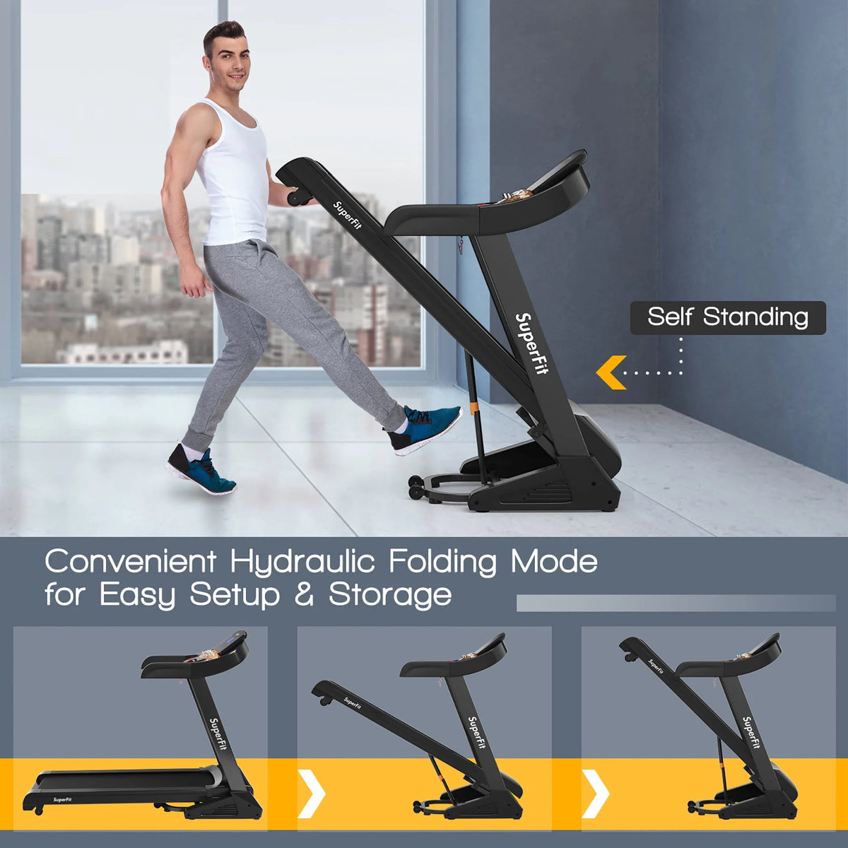 3.75HP Electric Folding Treadmill with Auto Incline V65171