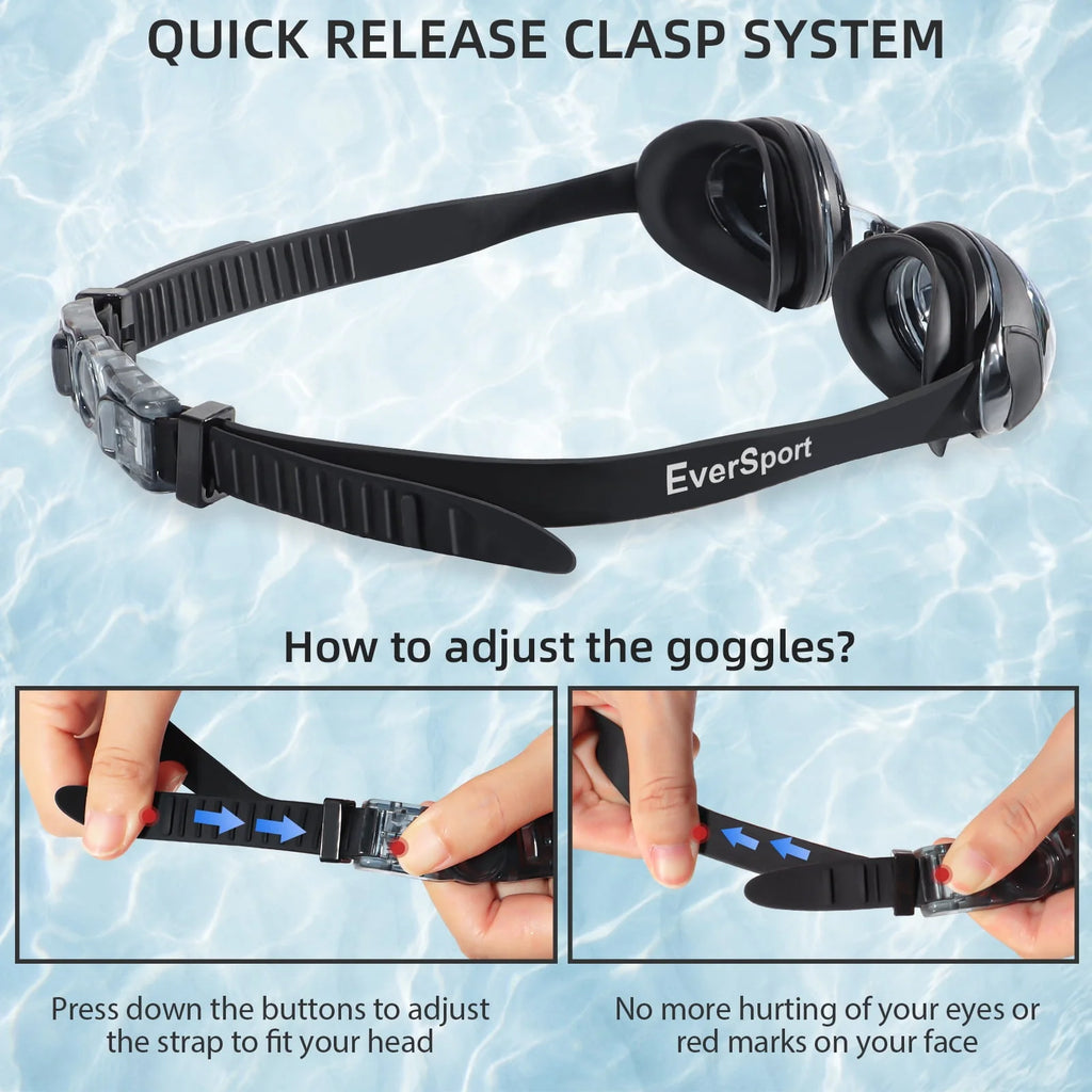 2pack Anti-Fog No Leak Swim Goggles with 3 Nose Pieces R982