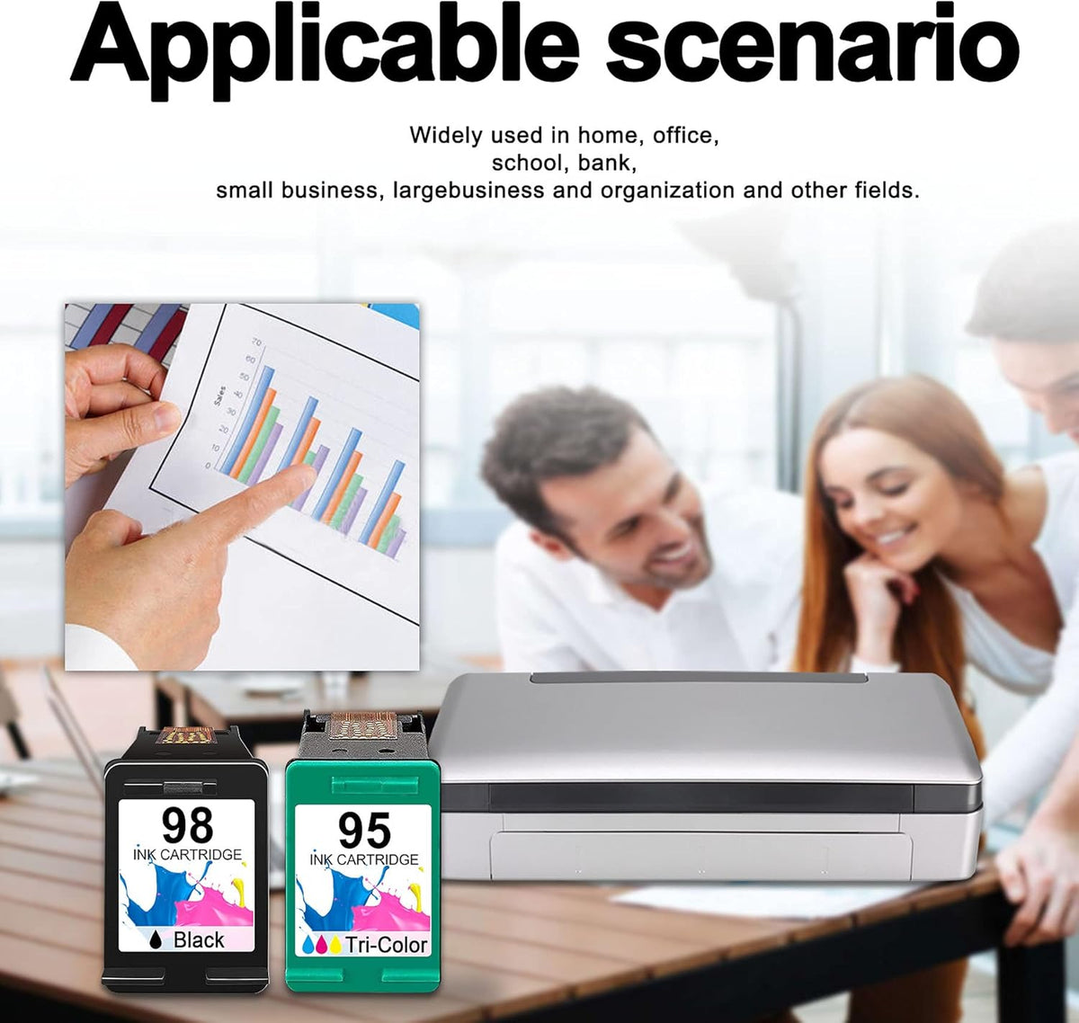 4 Pack Black 98 & 2 Pack Tri-Color 95 Remanufactured Ink Cartridge for HP Printer O752185