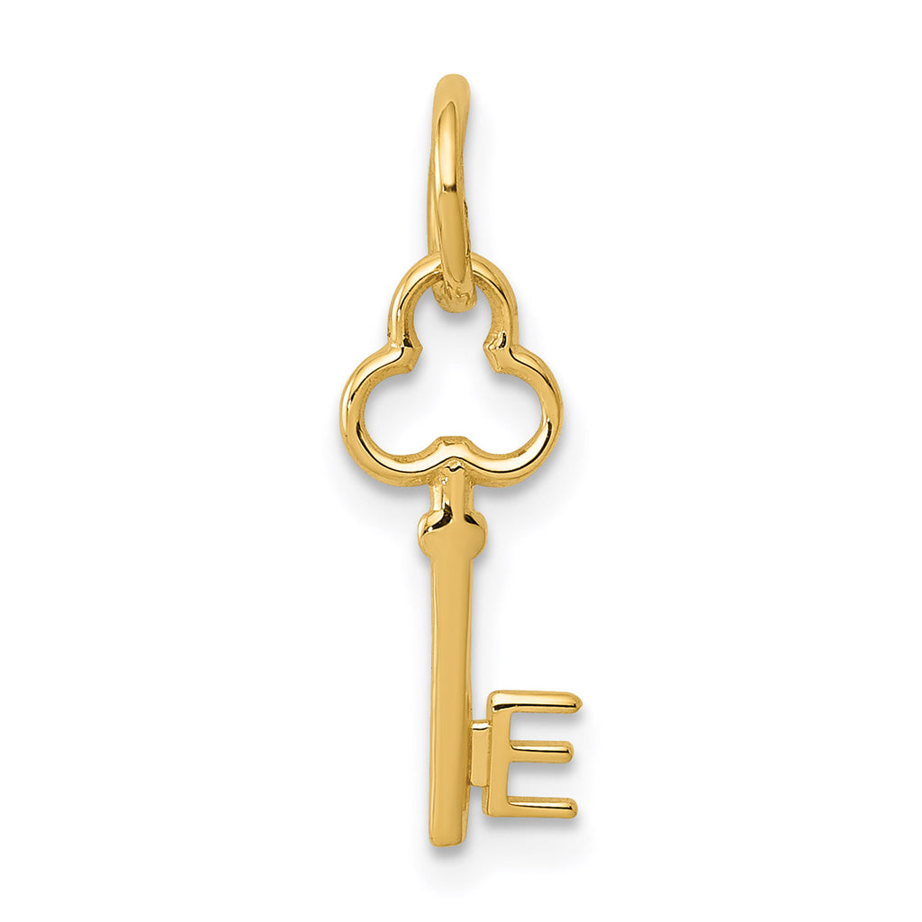 14K Yellow Gold Key Letter E Initial Pendant Charm With 10K Yellow Gold Rope Chain Necklace 18'' D8266