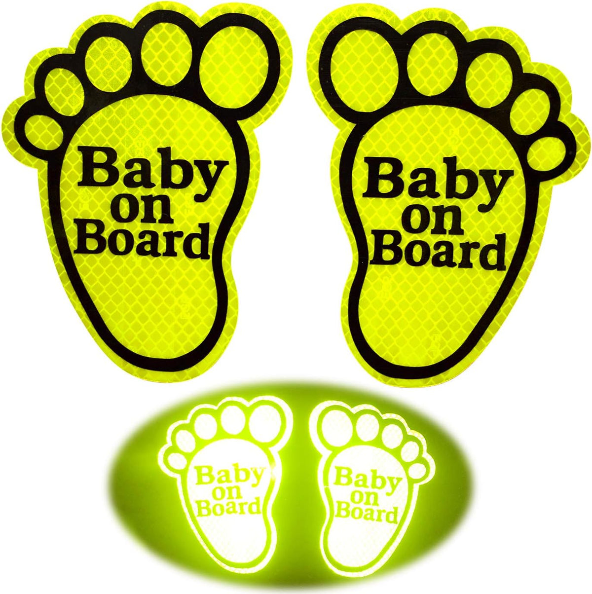 2PCS Fluorescent Green Baby on Board Car Decals Sticker X465