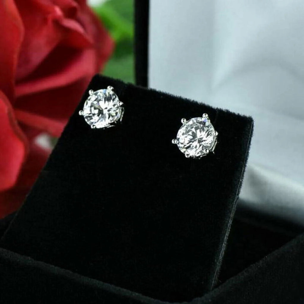 1 Carat Solitaire Round Moissanite Stud Earrings Screw Back Z363176