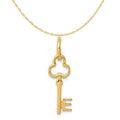 14K Yellow Gold Key Letter E Initial Pendant Charm With 10K Yellow Gold Rope Chain Necklace 18'' D8266