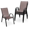 4 Pieces Stackable All Weather Patio Dining Chairs Set with Armrests J499