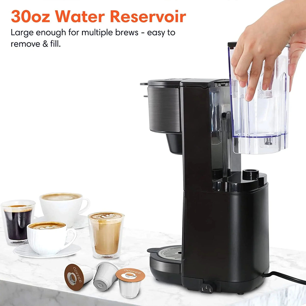 2 in 1 Single Serve Coffee Maker Machine with Milk Frother S3572