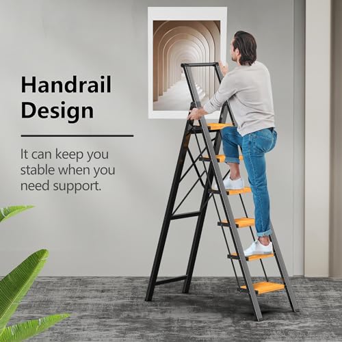 2 Step Ladder Portable Folding Step Stool with Anti-Slip Pedal, White, 300lbs I936