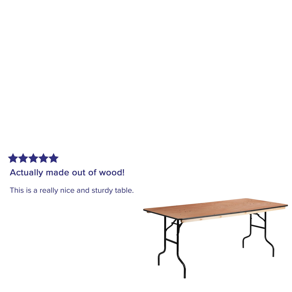 6-Foot Rectangular Wood Folding Banquet Table Y576
