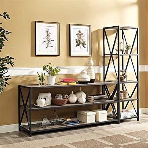 2 Shelf Wide Bookcase in Driftwood O398504