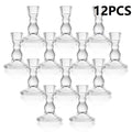 12 Pc Clear Glass Taper Candle Holders T5665