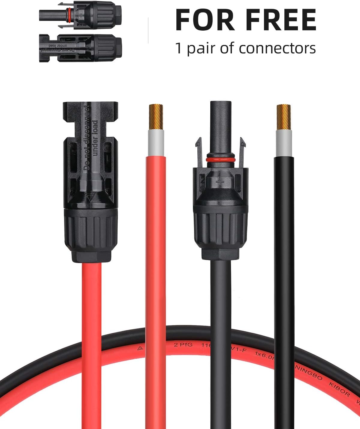 40 Feet 10AWG Solar Extension Cable with Female and Male Connector, Pack of 2 B6739