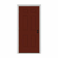 32 in. x 80 in. 6-Panel Red Painted Steel Prehung Right-Hand Outswing Front Door with Brickmould I5733