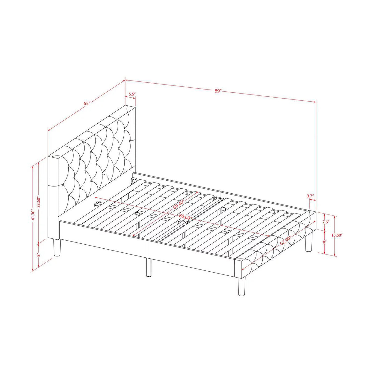 2 Pieces Wood Queen Bedroom Set T7456