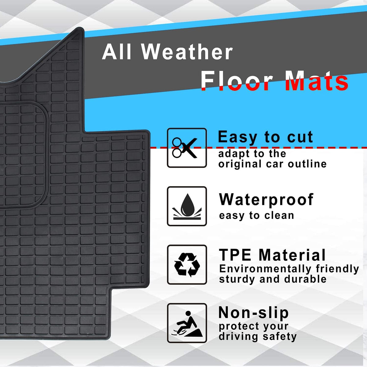 3PCS Set Heavy Duty Rubber Floor Mats for Freightliner Cascadia Z347376