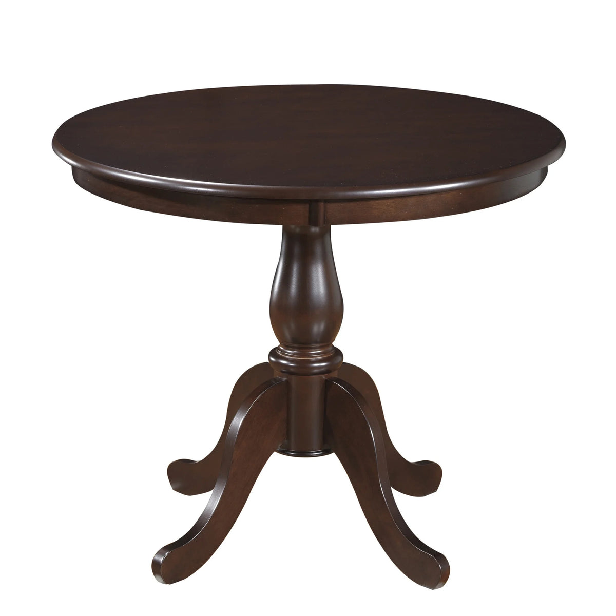 36" Espresso Brown Round Pedestal Wood Dining Table N719004