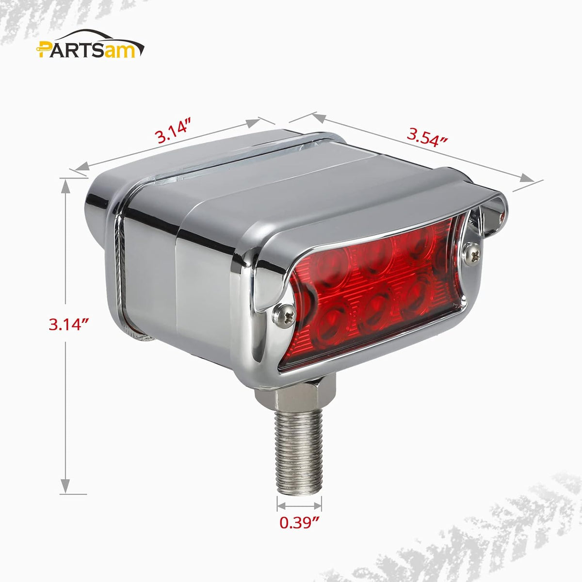 2Pcs Amber/Red 6 LED Double Face Rectangular Chrome Utility Lights Y664