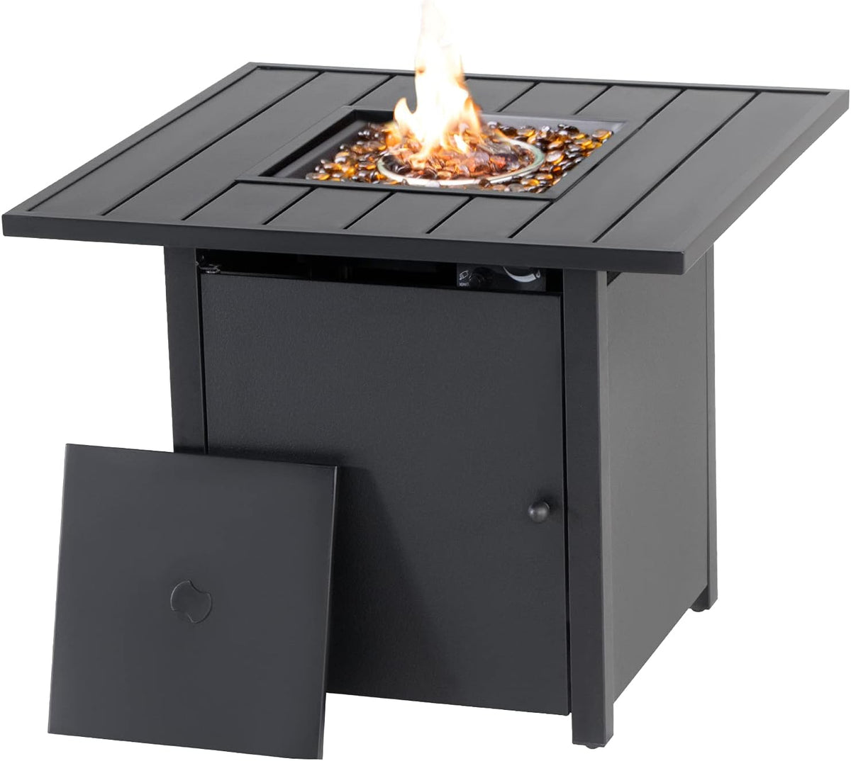 31 Inch Gas Propane Fire Pit Rectangular Fire Table with Lid N366270