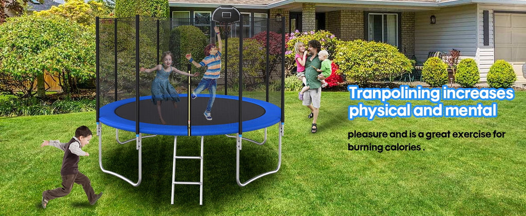 10FT Outdoor Trampoline with Safety Enclosure Net X5863