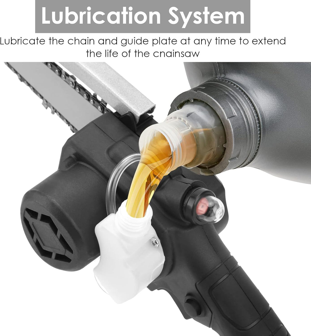 Cordless 6 Inch Brushless Mini Chainsaw with Oil System, 2Pcs 21V 2.0Ah Batteries D18739