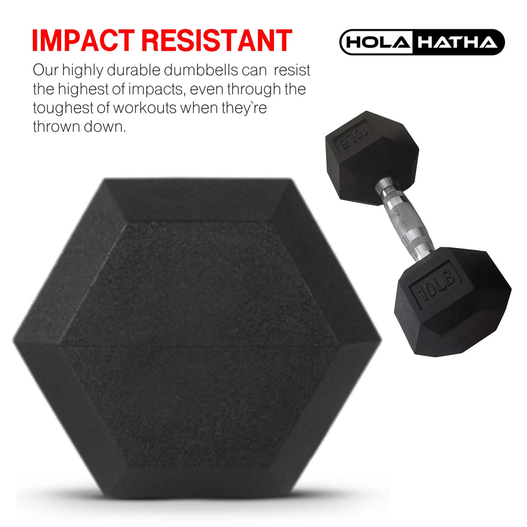 5, 8, 10, 12 and 15 Pound Hexagonal Dumbbell Weight Set with Rack D1906