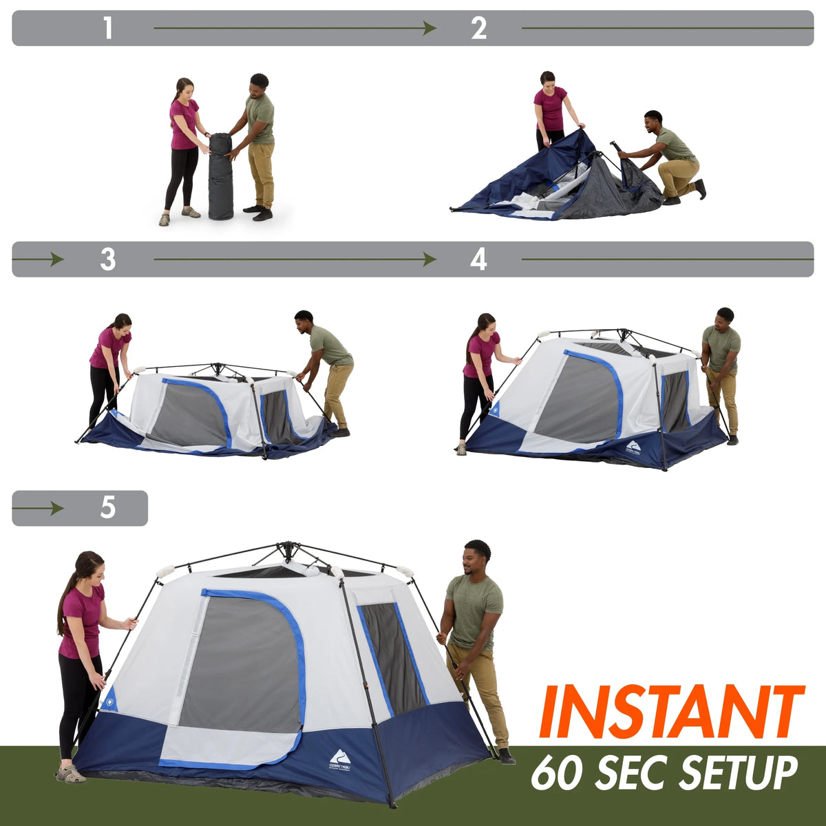 4-Person Instant Cabin Tent with LED Lighted Hub F4957