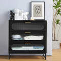 3 Drawer Tempered Glass Wood Dresser V529944