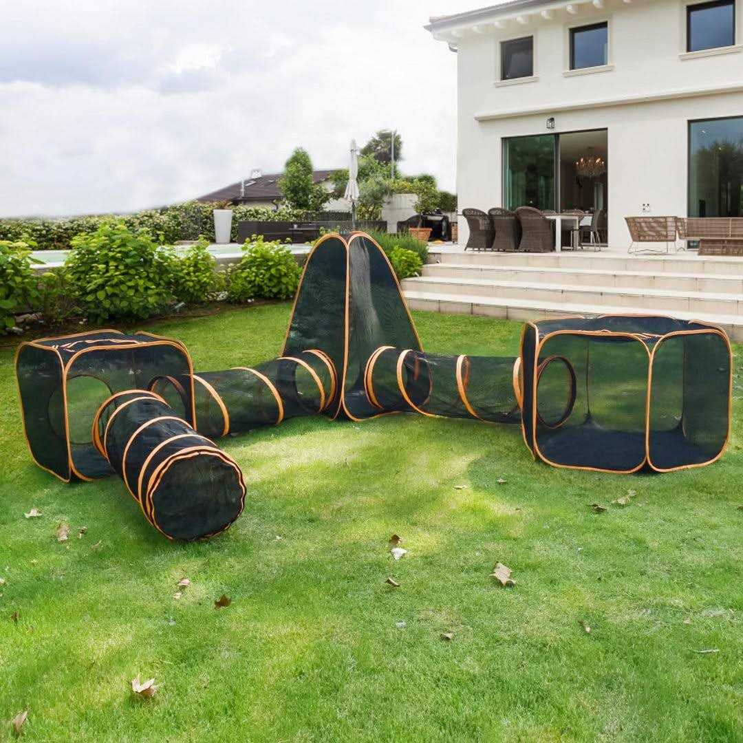 6-in-1 Portable Playpen Enclosures with Tunnel D428