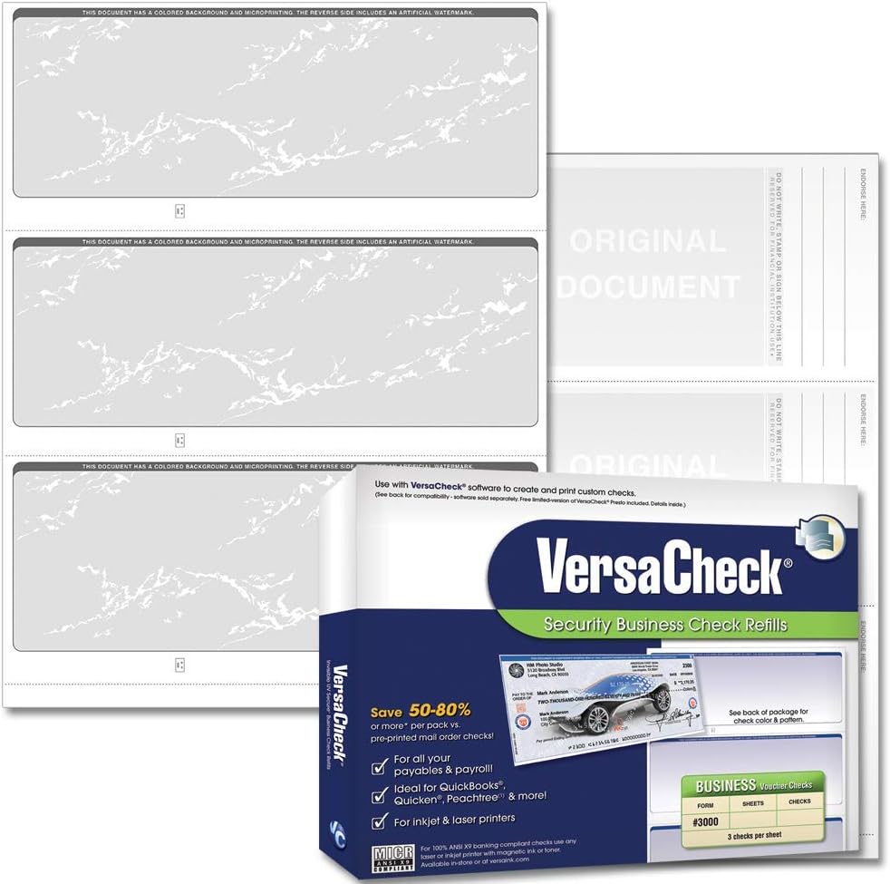 1500 Blank Business Checks Green Prestige 500 Sheets Form #3000 3 Per Sheet Pack of 2 O32585