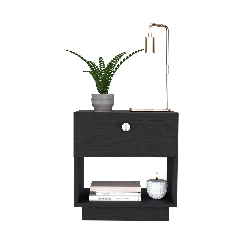 2 Piece Bedroom Set Armoire and Nightstand Black Wengue Finish R107