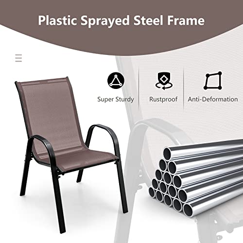 4 Pieces Stackable All Weather Patio Dining Chairs Set with Armrests J499