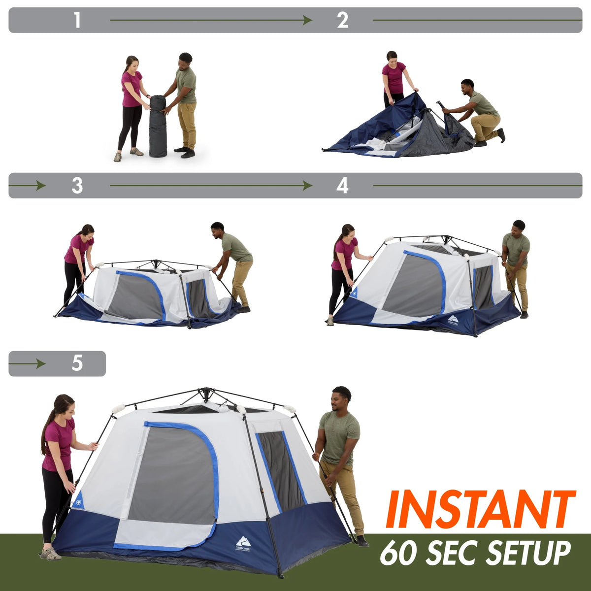 4-Person Instant Cabin Tent with LED Lighted Hub Q556