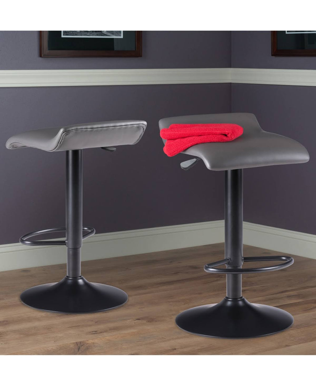 2 Piece Set Adjustable Stool - Black/Gray M5559