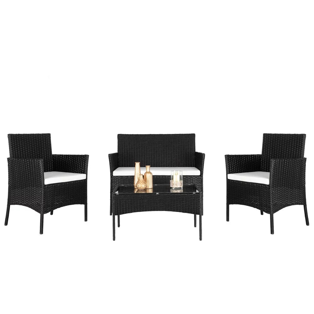 4-Piece PE Wicker Outdoor Conversation Set with Cushions L5906